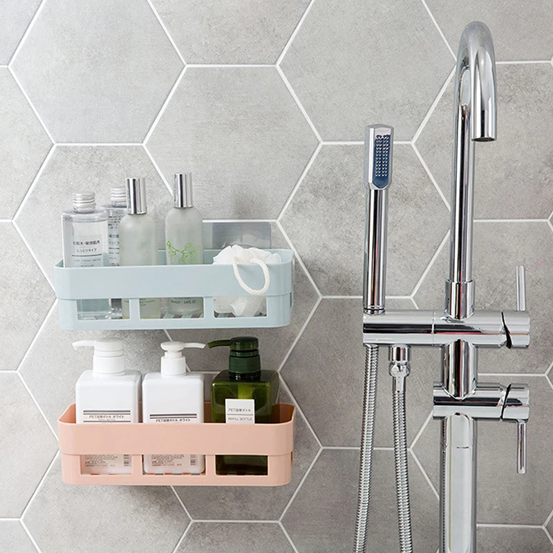 Лидер продаж клейкая полка для хранения аксессуары ванной комнаты угловая душа