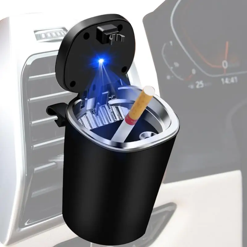 

Ashtray For Car Car Ashtray With Lid And Light Portable Cigars Smokeless Cup Holder With LED Light Indicator Car Accessories