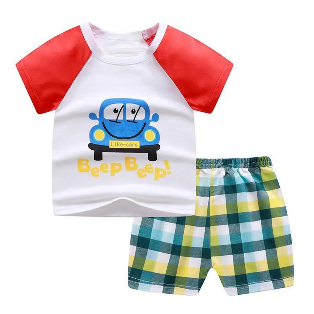 

1 Set Baby T-shirt + Shorts Two-piece Suit Children Underwear Suit Cotton Cartoon Printed Short-sleeved