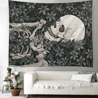fantasy flower skull wall hanging tapestry art deco blanket curtain hanging at home bedroom living room decor
