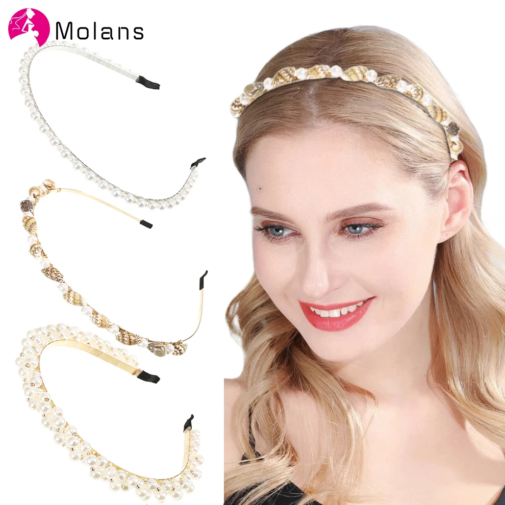 

Обруч для волос Molans с жемчугом для женщин, обруч для волос, обруч для волос для девочек, Модный Эластичный головной убор, новые аксессуары дл...