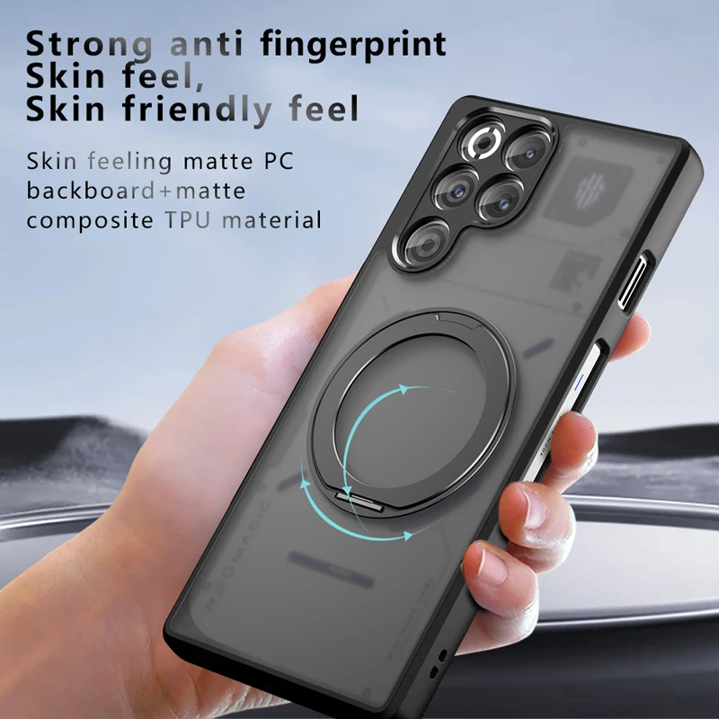 Фото Магнитный чехол ELVEV для ZTE RedMagic 11 Pro / 11s Pro Plus, матовый, из твердого поликарбоната + мягкого ТПУ, с защитным кольцом от падений №5