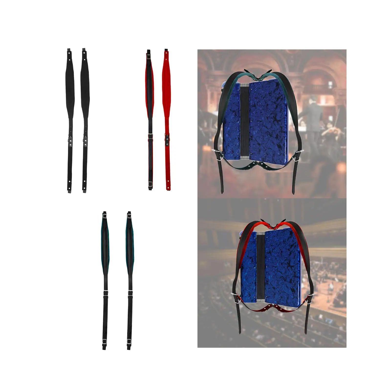 Shoulder Straps for Accordions - Adjustable PU Leather for 16-120 Bass Models