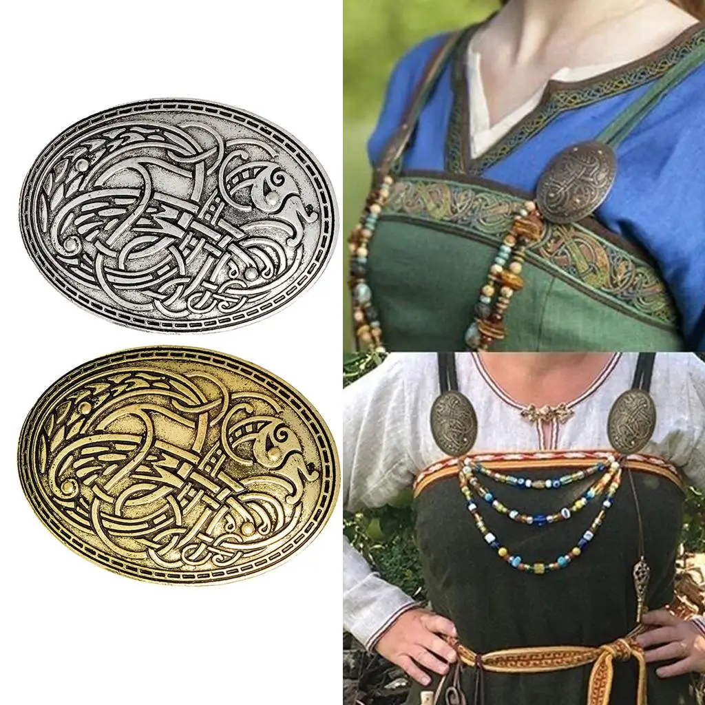Viking Shield Brooches, Wolf Totem Clothes Fasteners - Cloak, Shawl, Scarf Pin, Celtic Norse Lapel Pin Vintage Jewelry images - 6