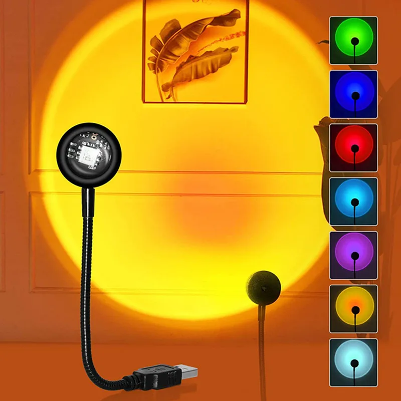 

USB Charging Atmosphere Lamp Home Decoration Studio Lighting Creative Colorful Live Sunset 14 Modes Photography Background Light