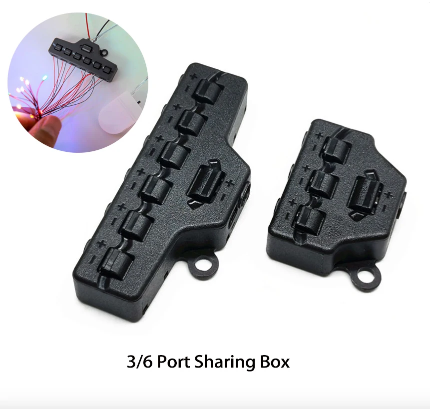 

SMD Led Light Port Sharing Box 3/6 Distribution Port Hub For Diy Making Micro Model Lighting Scene Layout Material Kits 1Pcs