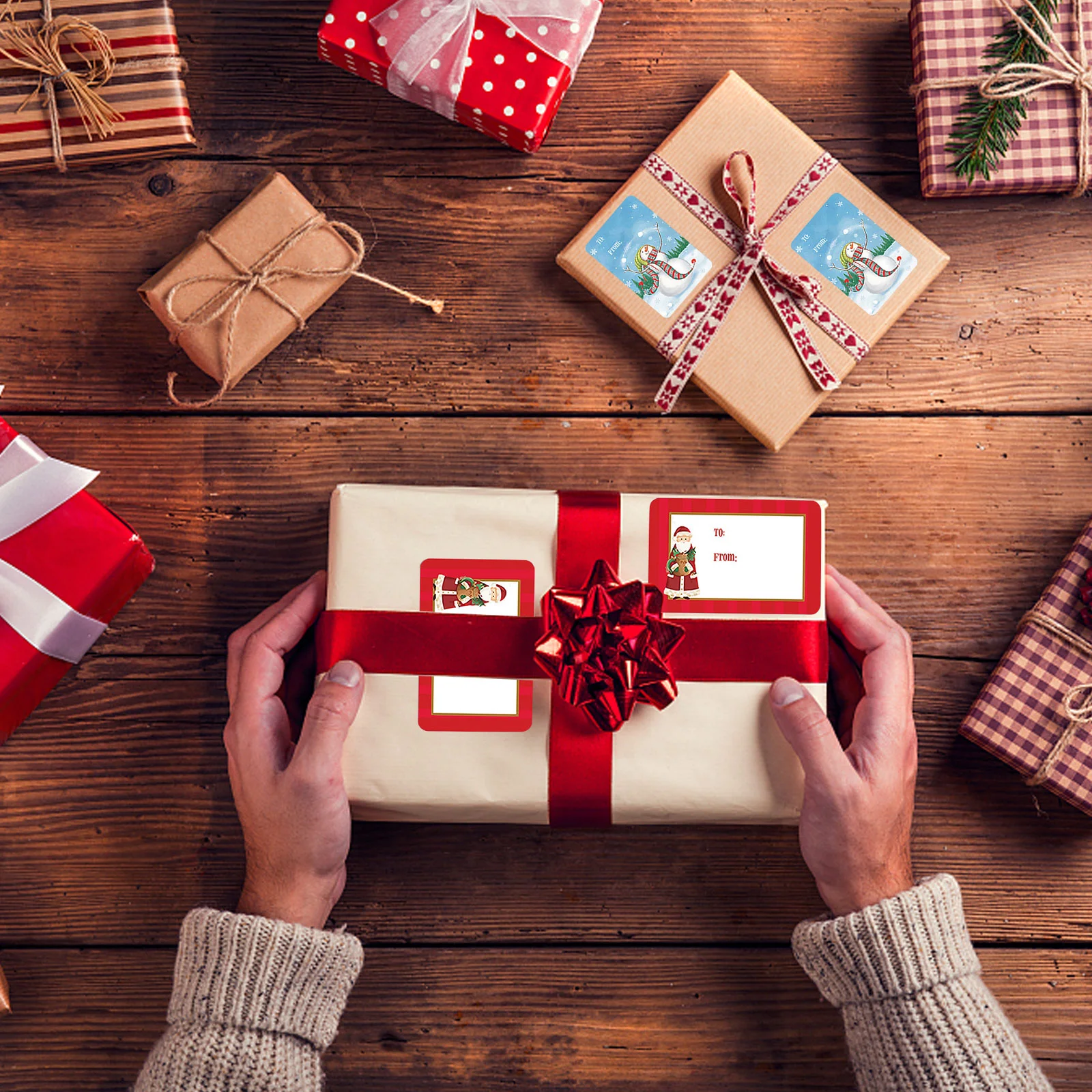 250 шт. рождественские наклейки этикетки упаковочная печать самоклеящаяся