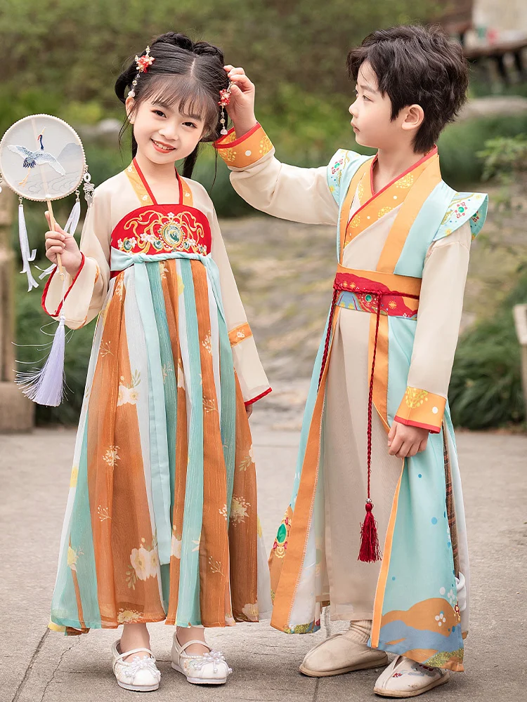 

Hanfu boys and girls' spring clothes children's traditional Chinese school clothes performance clothes ancient clothes spring