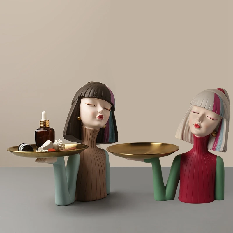 

Скандинавская статуя для макияжа девушки, украшение для дома, полимерная скульптура, украшение для гостиной, фигурка, статуя, декор для спал...