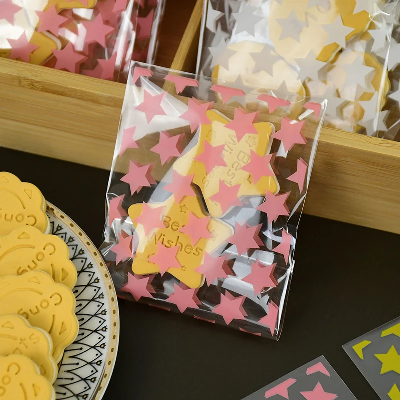 100 шт. прозрачные подарочные пакеты в виде звезд 8 х10 см