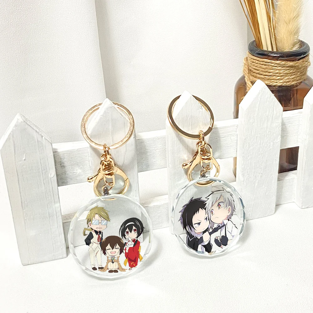 

Anime Bungo Stray Dogs Transparent Crystal Keychain Bag Charm Pendant Toy Keyring Cosplay Decor Birthday Gift