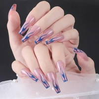 24pcs long stiletto fake nail flower tree wearable french false nails ballerina artificial full cover press on nail tips