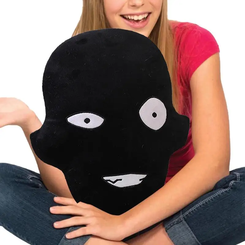 

Подушка для лица в стиле аниме, флуоресцентная черная плюшевая, в форме лица, глаза с вышивкой, плюшевая
