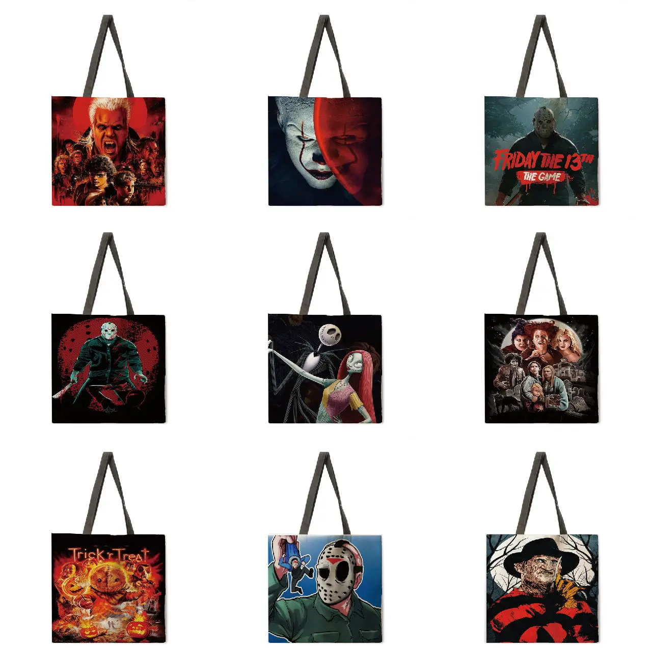

Handbag Halloween Printed Travel Shoulder Bag environmental protection linen shopping bag suitable for printed women