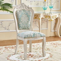european style dining chair garden solid wood fabric hotel dressing desk nail back stool comfortable home dining room chair