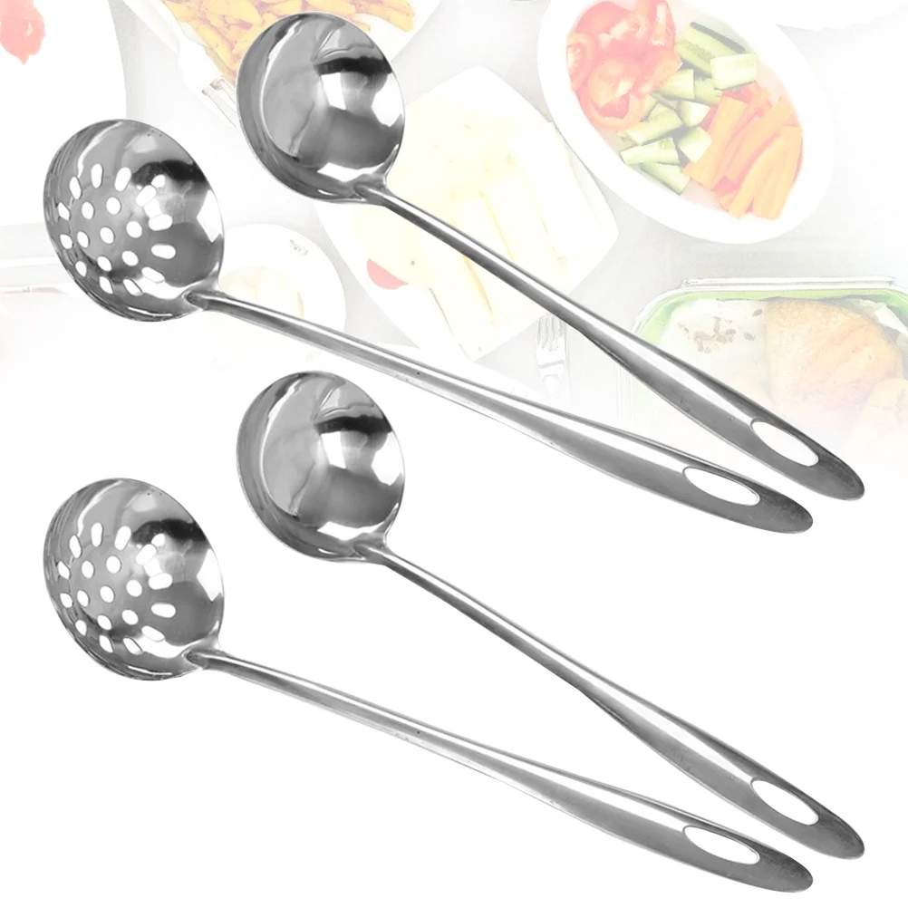 

Spoon Ladle Soup Hot Colander Pot Steel Slotted Stainlesshandle Serving Strainer Skimmer Cooking Set Spoons Noodles Filter