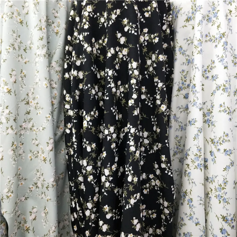 

Chiffon Fabric By The Meter for Dresses Skirts Clothes Diy Sewing Flowers Printed Cloth Floral Decorative Soft Summer Opaque Red