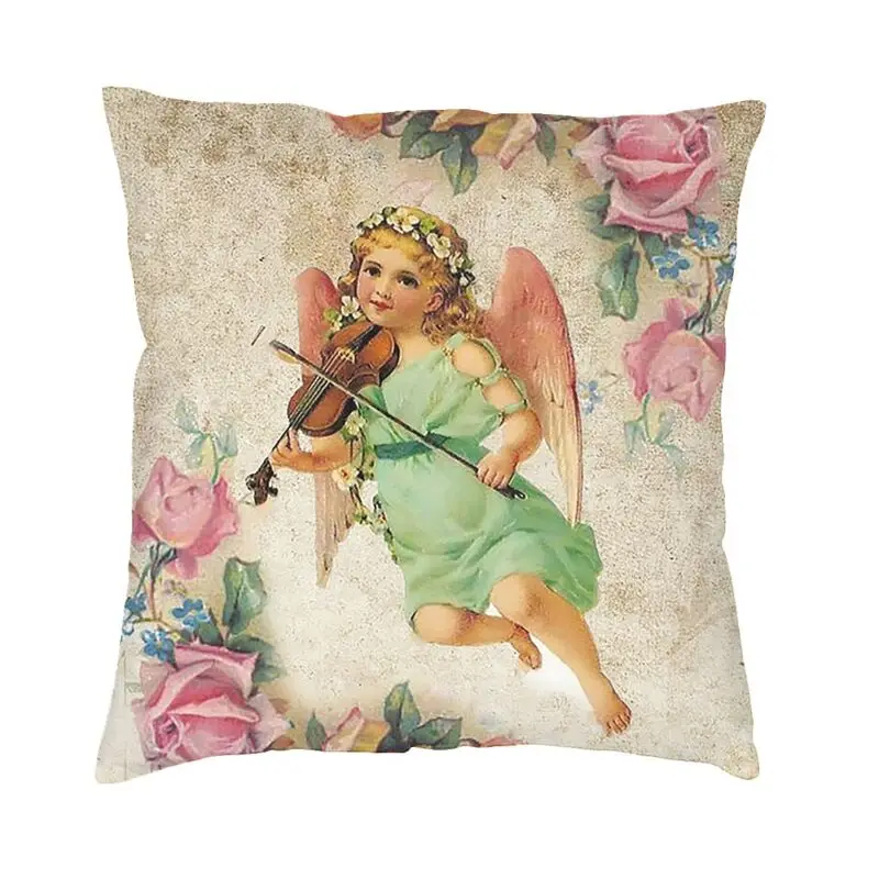 Victorian Angel Cushion Covers Vintage Angel Soft Luxury Throw Pillow Case for Car Sofa 45x45cm Decorative Pillowcases