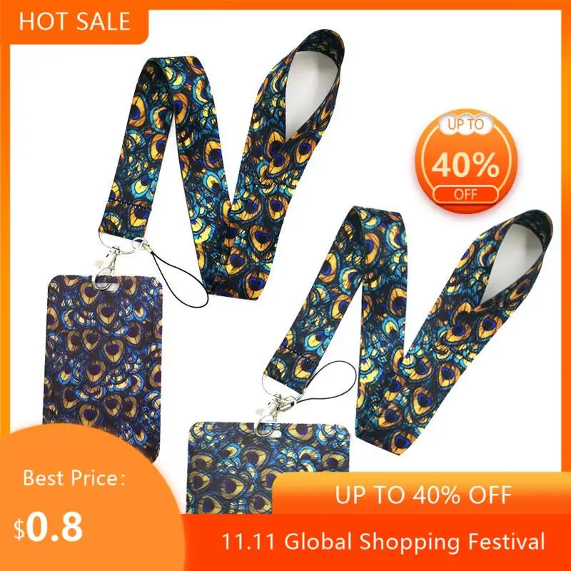 

Peacock Feathers Fashion Lanyard ID Badge Holder Bus Pass Case Cover Slip Bank Credit Card Holder Strap Card Holder