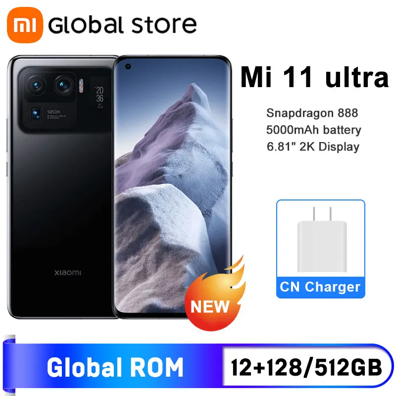 Международная ROM Mi 11 Ультра мобильный телефон 12 Гб 256 ГБ/512 ГБ Восьмиядерный Snapdragon 888 2K AMOLED 120 Гц 50MP камера 5000 мАч