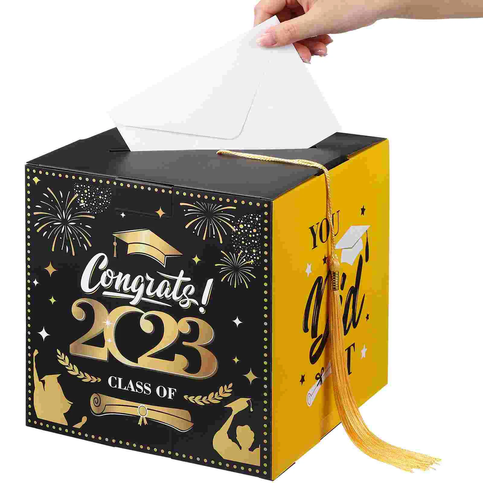 

Box Graduation Grad Holder Gift Party Congrats Graduate Boxes Decorations Advice Supplies Invitation Black Congrates Favors