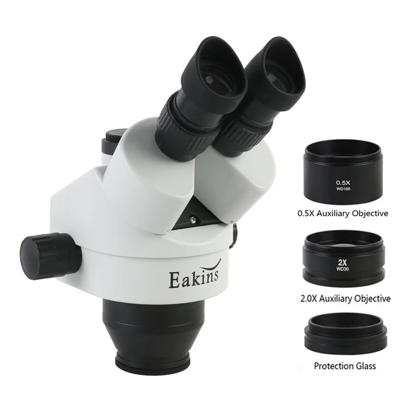 

3.5X 7X 45X 90X Continuous Zoom Simul-Focal Trinocular Stereo Microscope Head 0.5X 2X Auxiliary Barlow Lens Microscopio