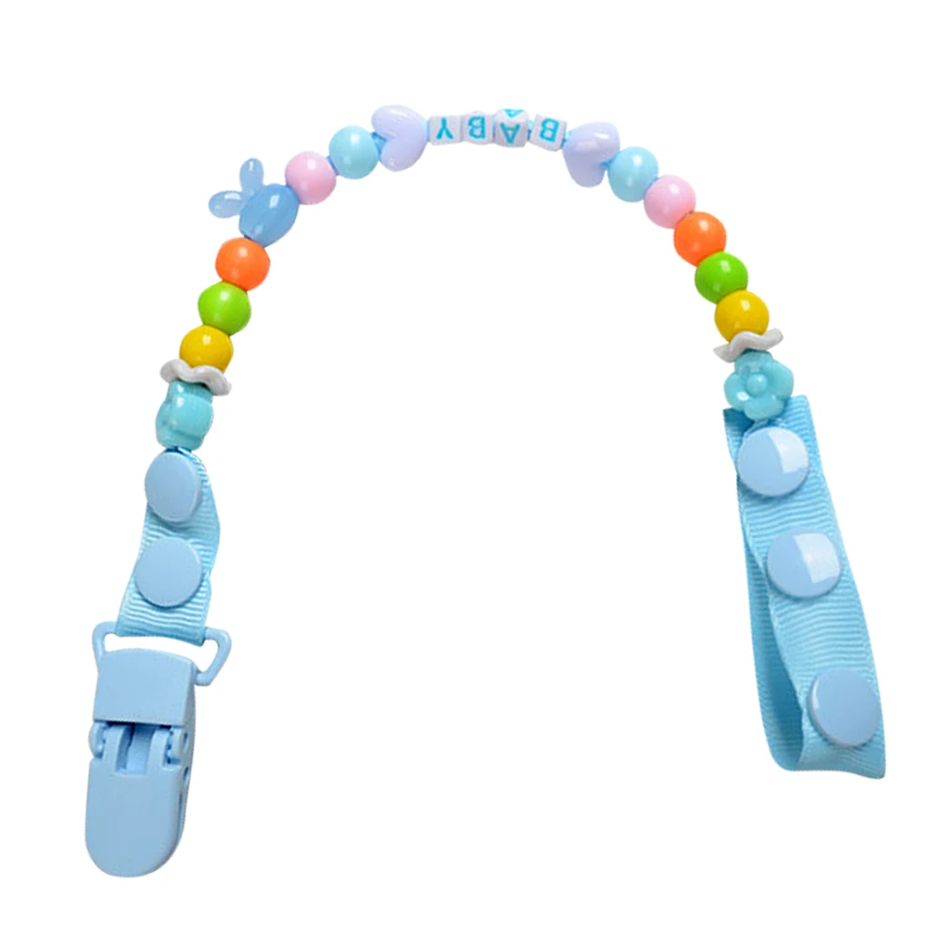 

Детская цепочка для соски-пустышки, кольцо для прорезывания зубов для младенцев, жевательные бусины, держатель, цепочка для предотвращения падения, синий цвет