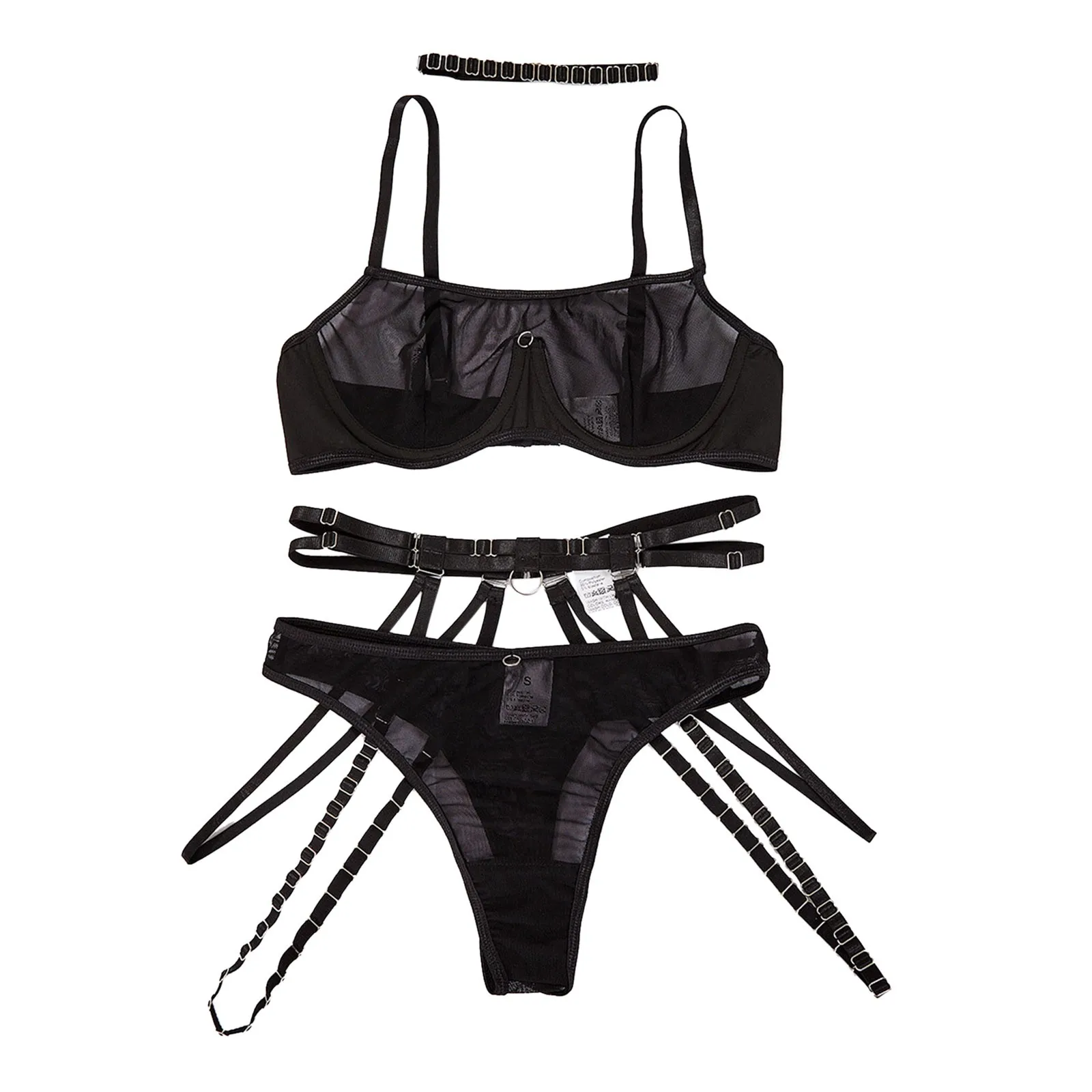 

Women Sexy Heavy Craft Bandage Waist Seal Adjustable Sexy Lingerie Suit Lace One-pieces See Through Bodycon