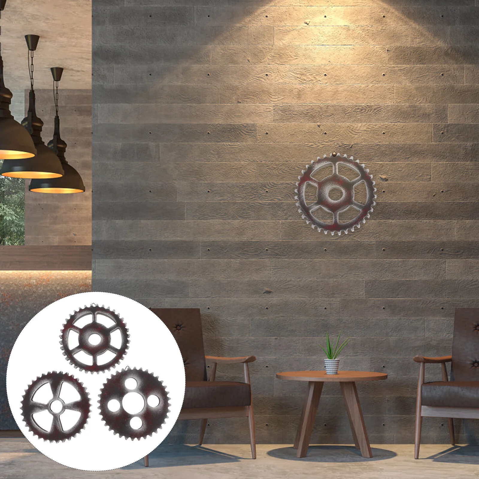 

3 Pcs Gear Wall Decoration Wood Rustic Hanging Wooden Wheels Gifts Retro Roman Decorate Home