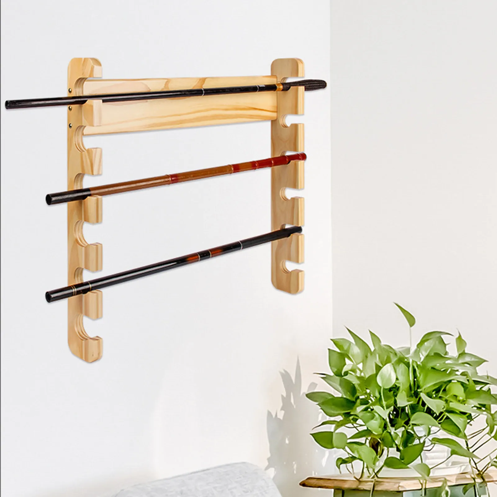 

Деревянная подставка для удочек, 6 держателей для удочек, настенный держатель для удочек, органайзер для хранения аксессуаров для удочек