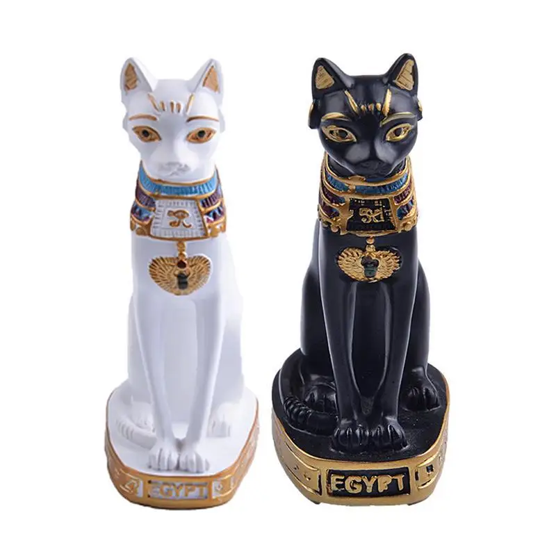 

Pc Resin Egyptian Cat Figurine Statue Decoration Vintage Mysterious Cat Goddess Bastet Statue Home Table Garden Decoration