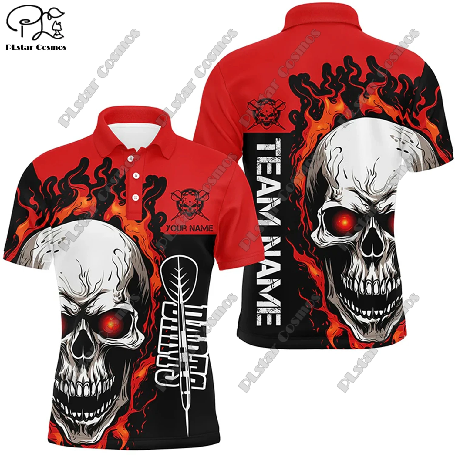 Футболка-поло с 3D-принтом пламени универсальная для отдыха спорта