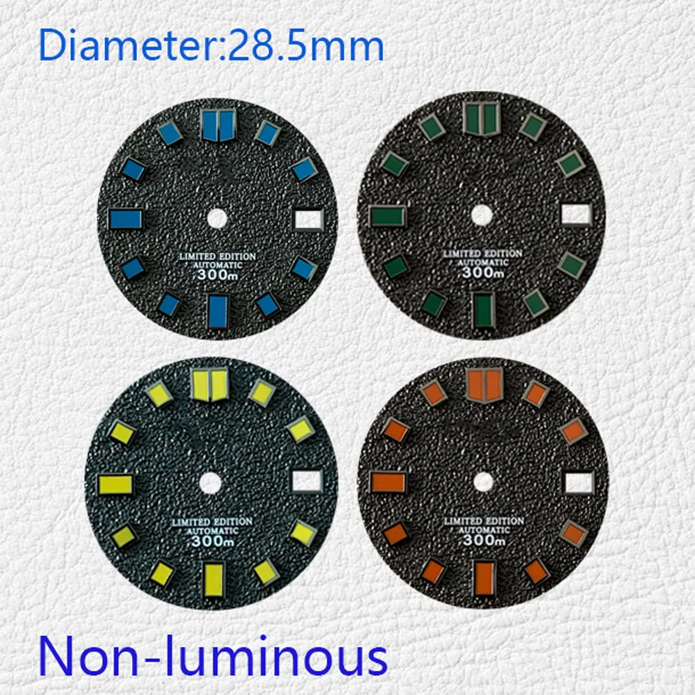 

Мужские наручные часы 28,5 мм, желтые/зеленые/синие/оранжевые на выбор/1,12 дюйма, металлический циферблат со снежинками для NH35, запасные части для механизма
