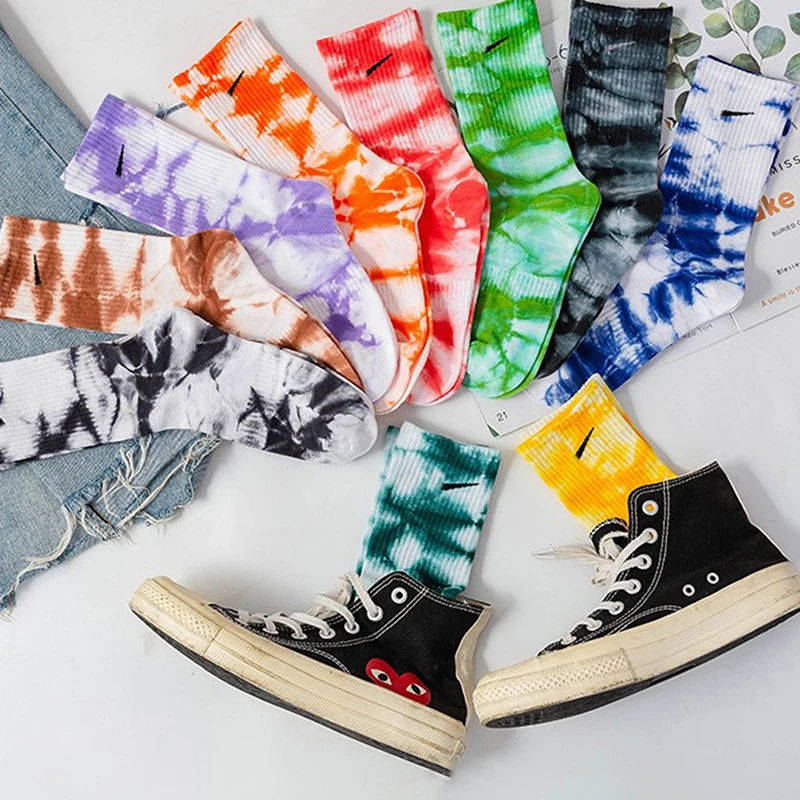 

Tie-dye Socks European American Street Ins Hip-hop Tide Brand Couple Socks Tube Sports Cotton Socks Stockings Soft Girl Sockings