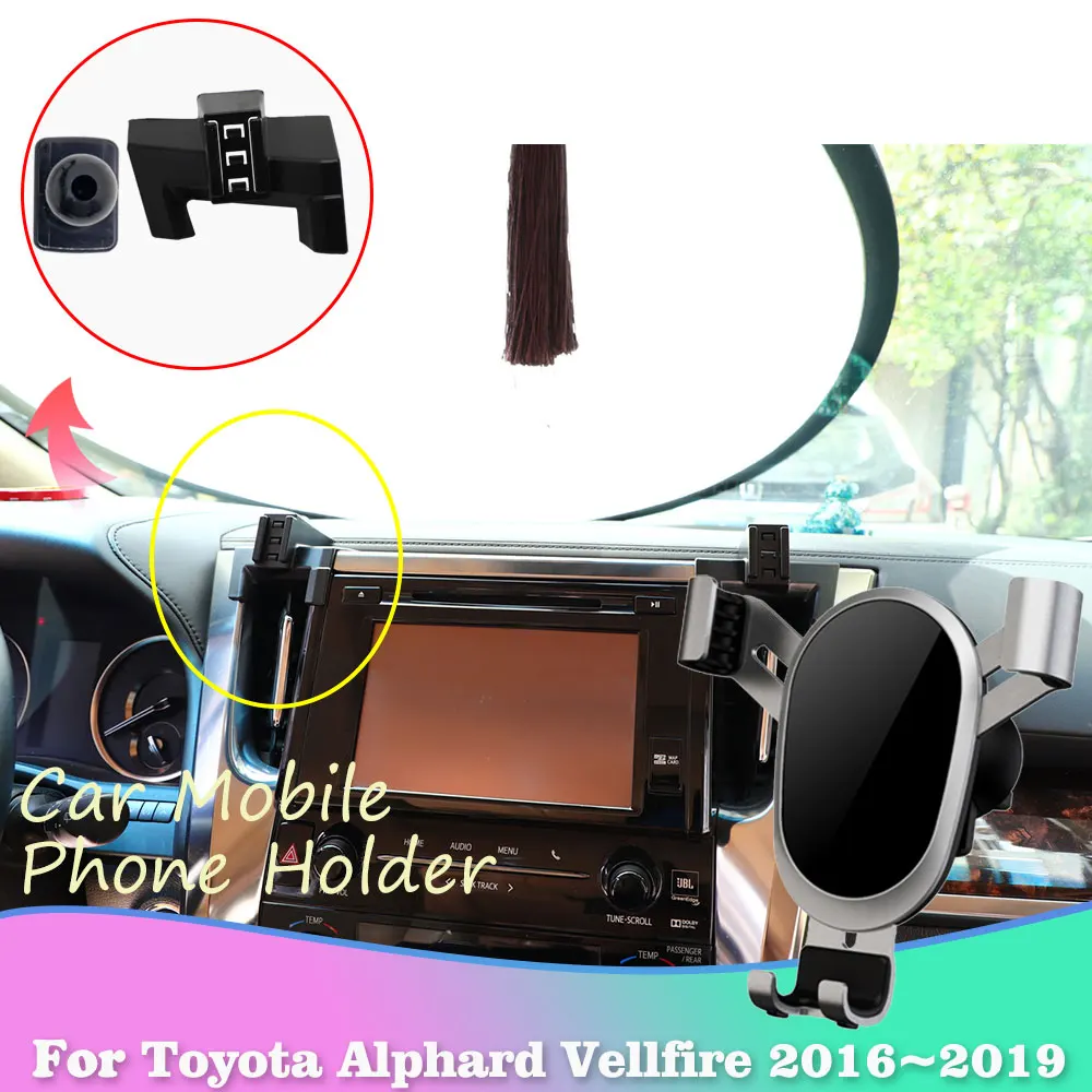 Car Mobile Phone Holder for Toyota Alphard AH30 Vellfire 350 Hybrid 2016~2019 GPS Air Vent Clip Tray Stand Support Accessories