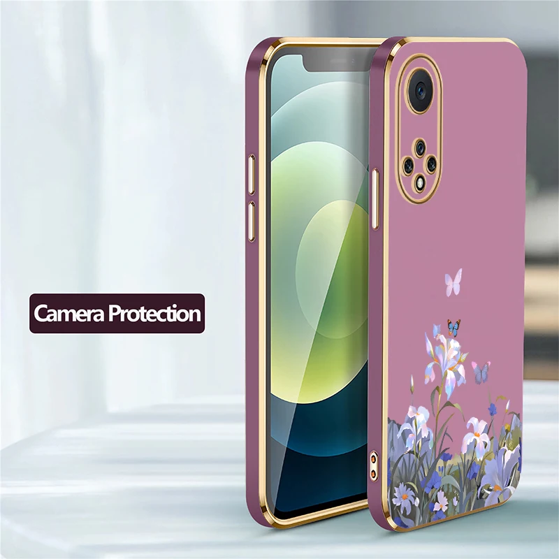 Фото Защитный чехол для телефона Huawei Nova 3i 4e 5T 5i Y70 Plus 9 7i 8i 7 6 SE с цветочным и бабочковым узором, силиконовый, с покрытием №5