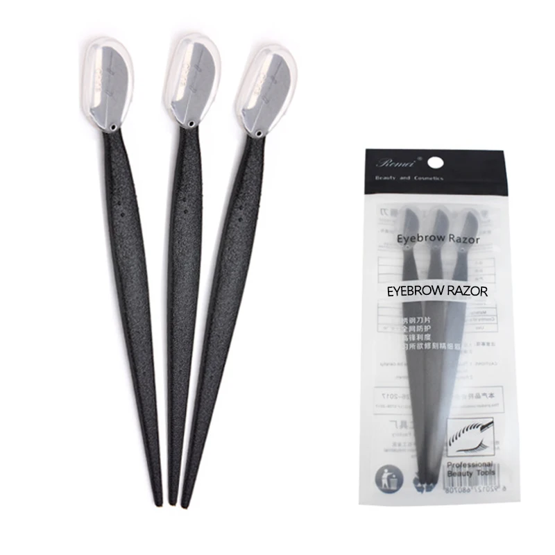 

3PCs Black Eyebrow Razor Facial Hair Remover Eyebrow Trimmer Sharp Makeup Knife Blade Eye Brow Shaping Hair Remover Tool