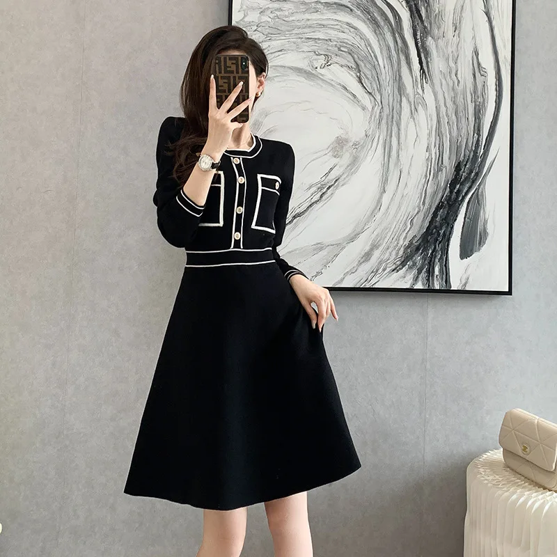 

High Quality 2023 Europe Grace Contrast Color Women Dress Sexy Party Female Autumn Winter Crop Top Clothes Casual Y2k Blouses