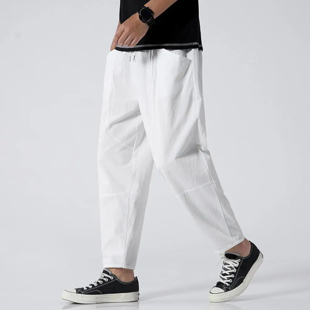 

Basic Fit Casual Pants Versatile Men's Elastic Waist Drawstring Pants Comfortable Loose Fit Big Pockets Stylish for Casual