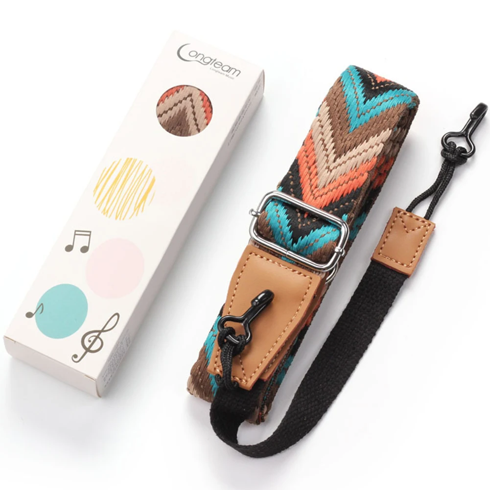 Guitar Instrument Strap Adjustable Jacquard Embroidered Straps for Classical Mandolin Banjo