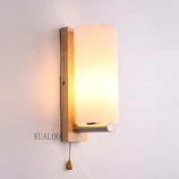 new beside wall lamps pull switch wood base living room background wall sconce lighting living room home decor e27 lamp lights