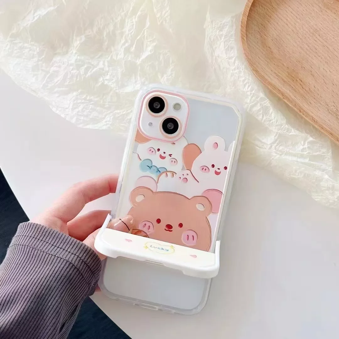 

Factory Direct Selling cute cartoon bear chair bracket transparent soft phone case for iphone 13 12 11 Pro Max X XS XR lovely ra