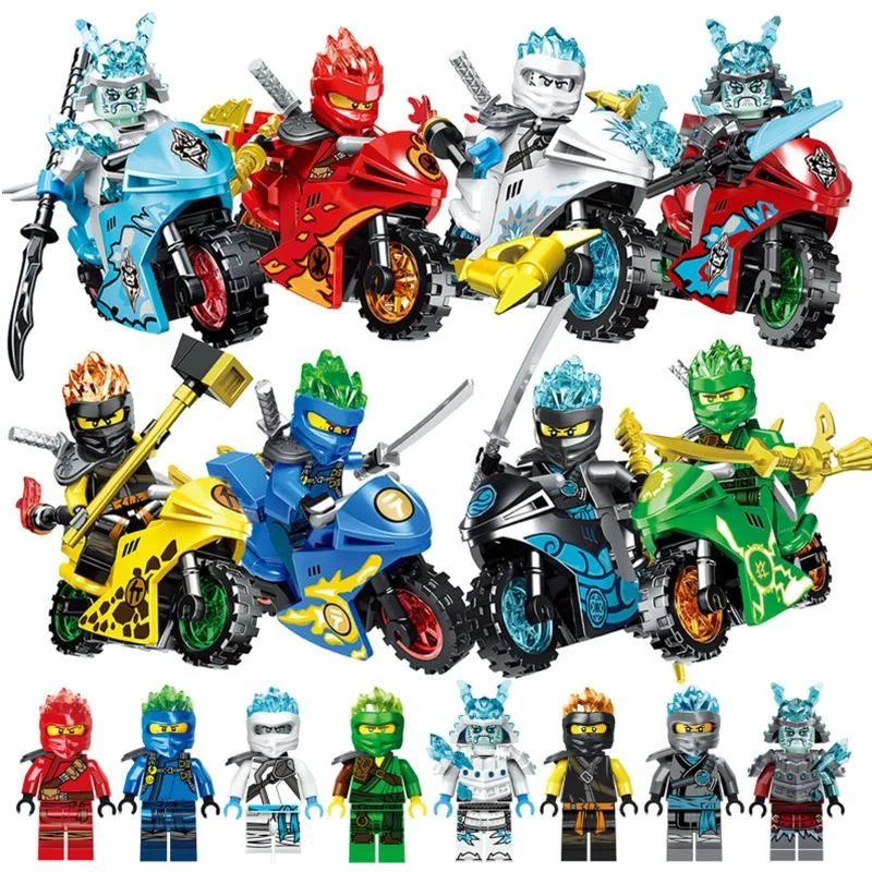 Фантом ниндзя строительные блоки золотые мотоциклетные фигурки пазлы для
