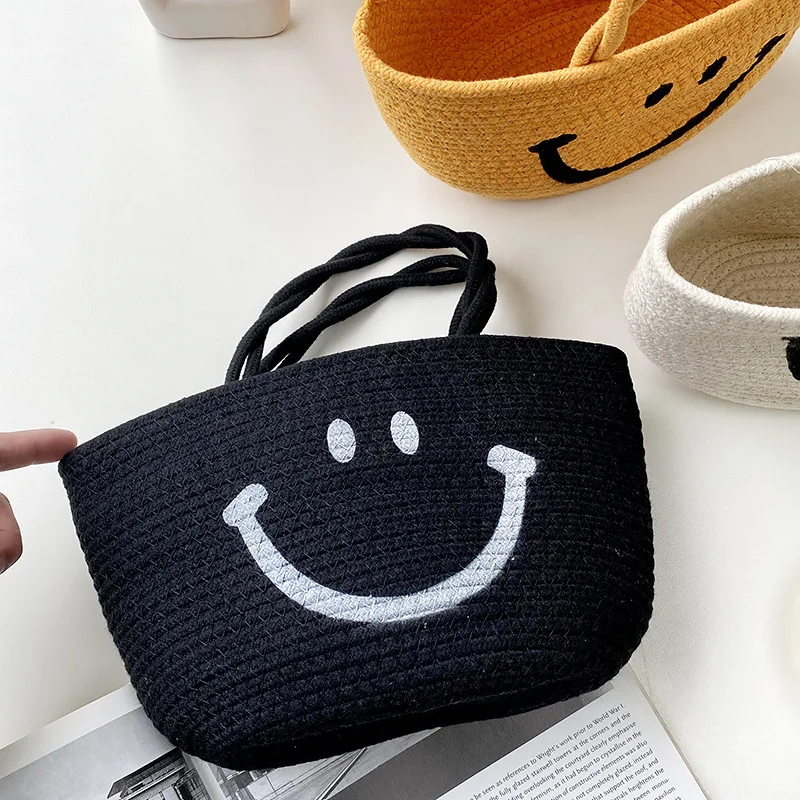 2022 Straw bag Cotton rope woven handbag Beach bag Cute children's bag