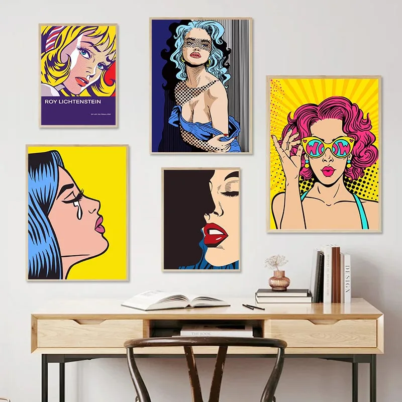 

Abstract Anime Comics Woman Pop Art Wall Canvas Painting Nordic Posters and Prints Modern Pictures for Living Room Decor Cuadro