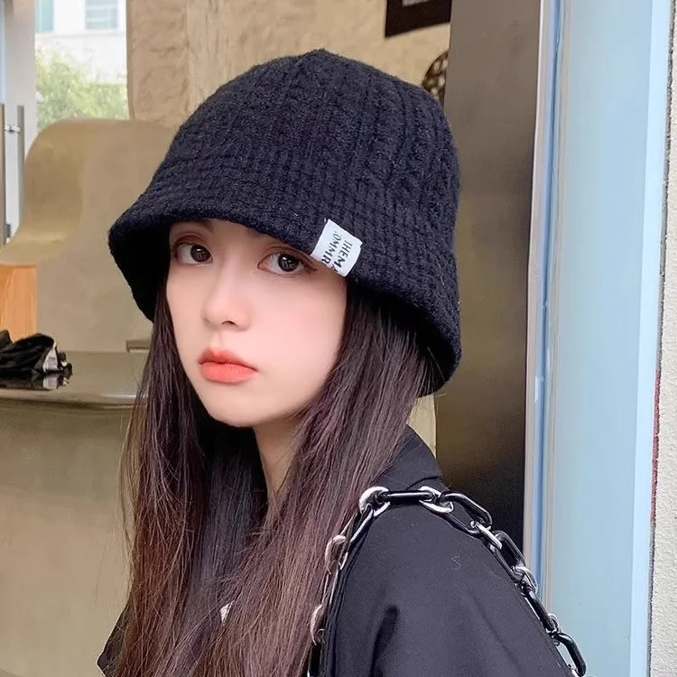 Шерстяная шапка Muj с принтом женская осенне-зимняя теплая вязаная рыбацкая