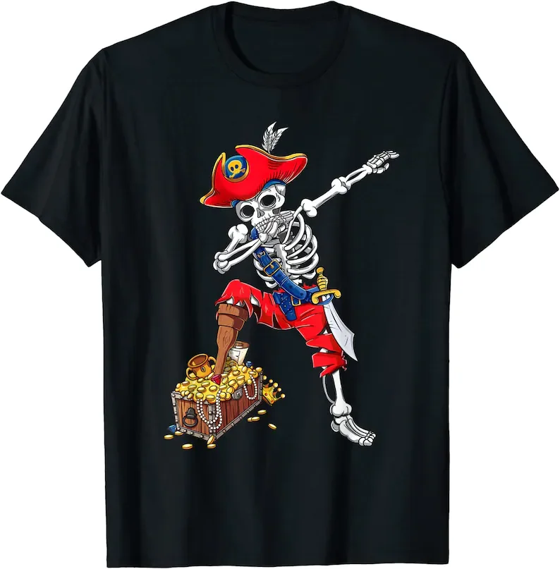 

Dabbing Pirate Skeleton Dab Kids Halloween Costume Gift T-Shirt