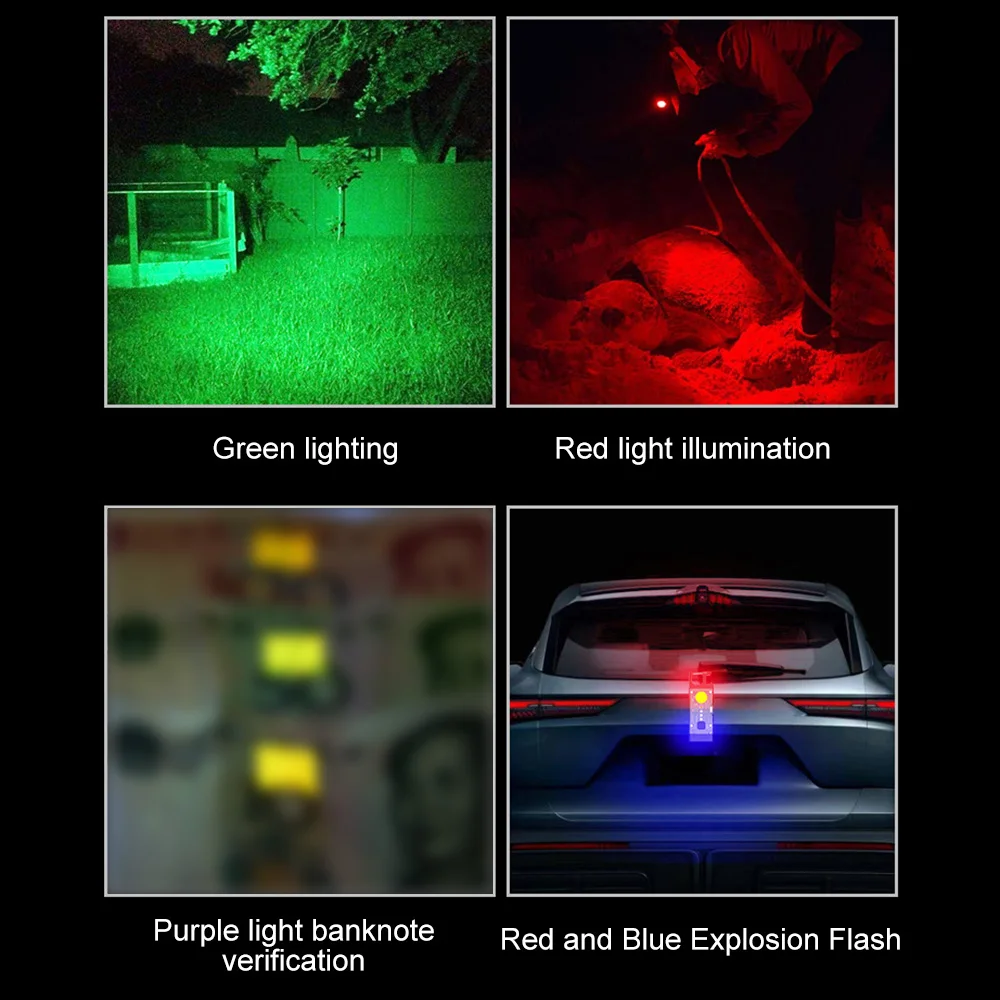 Прозрачный брелок светодиодный фонарик COB 500LM солнечный Type-C USB перезаряжаемый