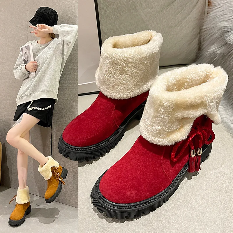 

Boots Round Toe Women's Low Shoes Flat Heel Winter Footwear Australia Luxury Designer Boots-Women Ankle Rubber 2022 Snow Ladies