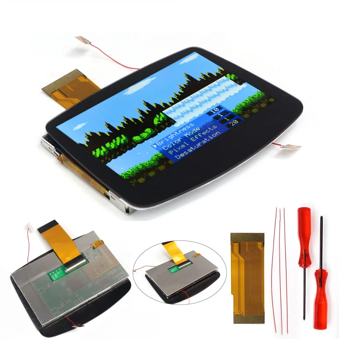 Фото HISPEEDIDO 720x480 IPS-экран с разрешением 720x480 для GBA V5, ламинированный LCD-дисплей, белый, черный, серый, комплекты без необходимости пайки, для Game Boy Advance №2